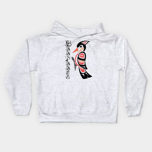 Red-Headed Woodpecker (Baapaase) Kids Hoodie by KendraHowland.Art.Scroll